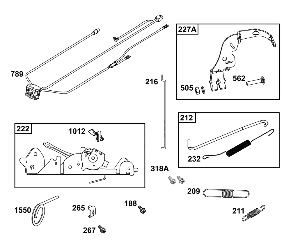 Controls Group Diagram and Parts List for 40N877-0031-B5  Briggs and Stratton Engine